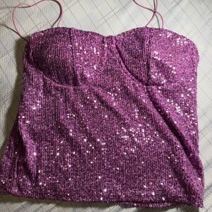 Sparkling Purple Sequin Top